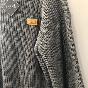 ZAFUL Oversized Chevron Patches Pullover Sweater